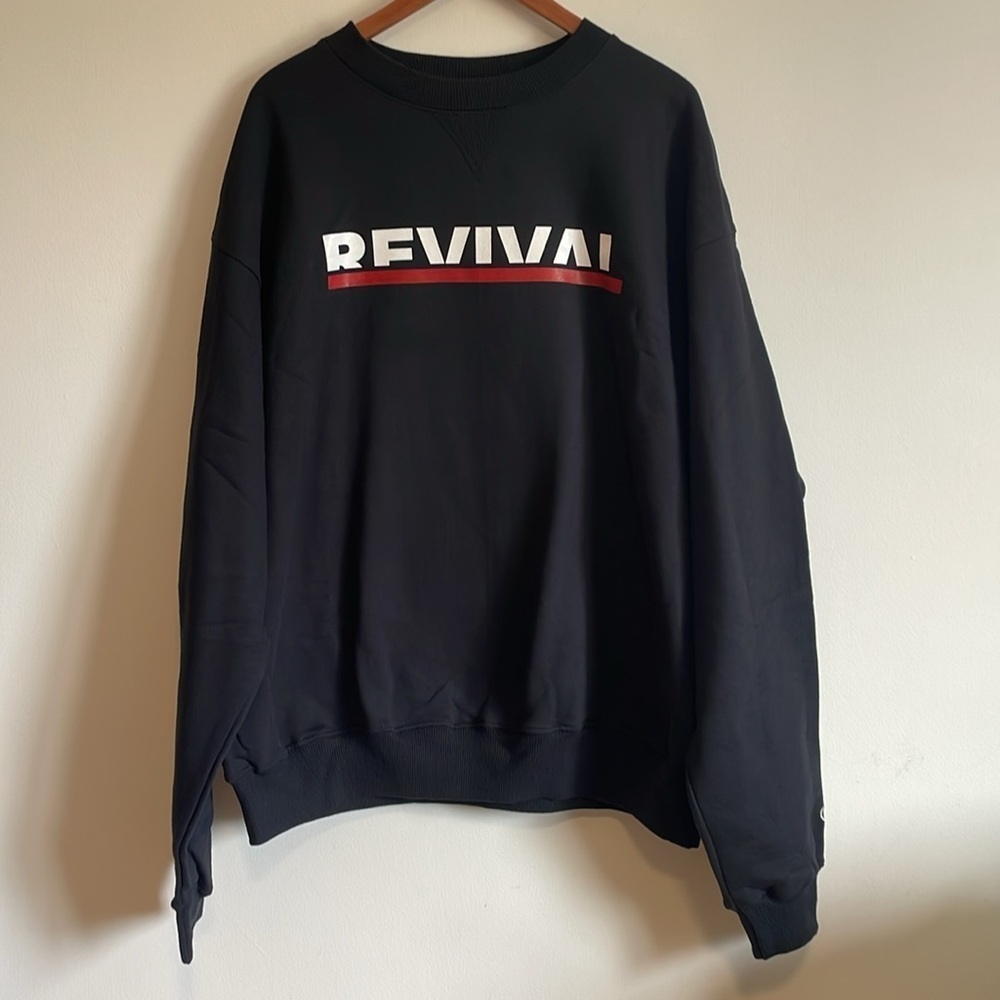 EMINEM Revival Sweatshirt XL Black Crewneck Cotton Long Sleeve Rap Detroit